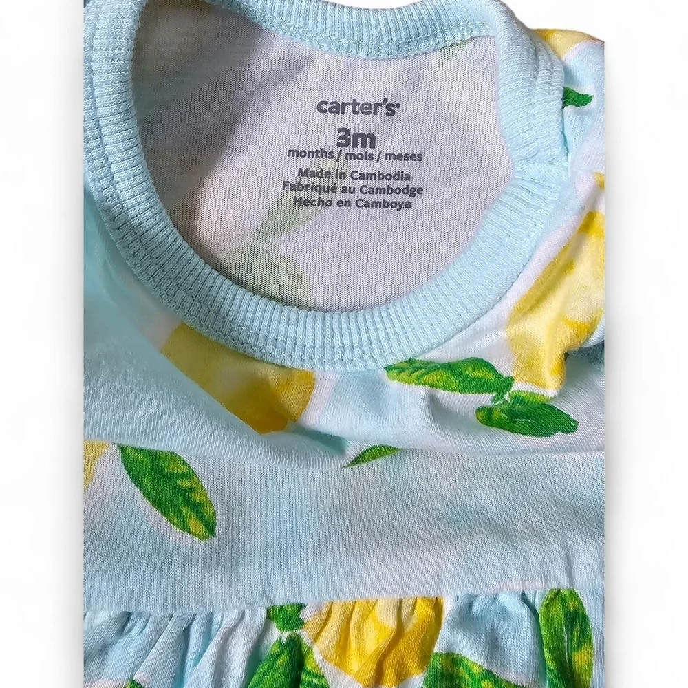Carter's Lemon Print Diaper Cover - Blue and Yellow